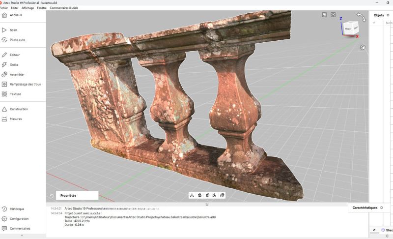 ballustade en pierre scan 3D pour statue en pierre
